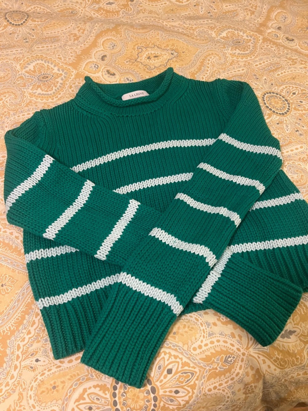💚🤍 La Ligne Emerald Green “Mini Marina” Sweater with White Stripes 🤍💚 - Picture 3 of 9